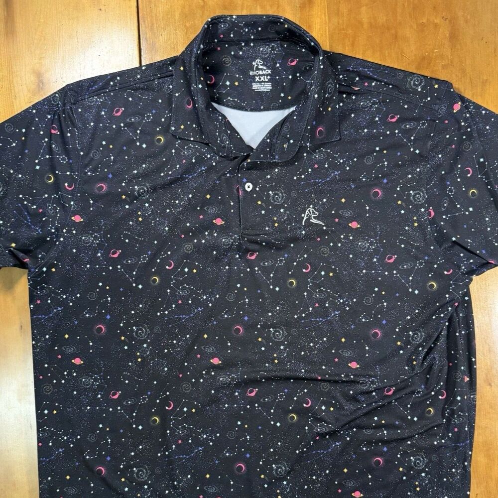 Rhoback Polo Shirt Mens XXL Stretch Golf Polo Space Mint Black Red